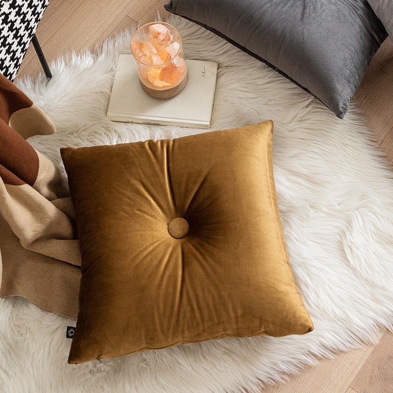 Handcrafted Soft Velvet Button Floor Cushion