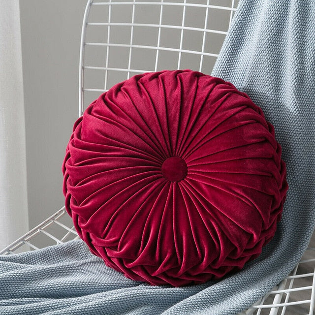 Velvet Pleated Round Floor Cushion