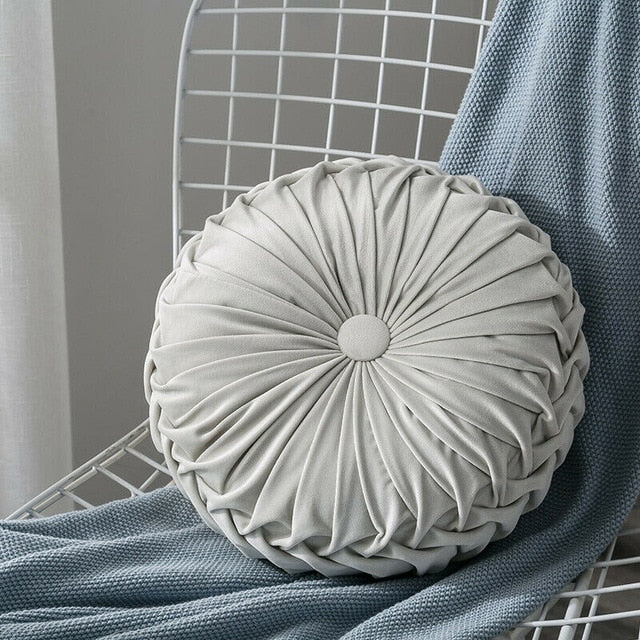 Velvet Pleated Round Floor Cushion