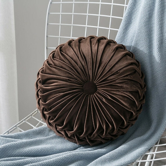 Velvet Pleated Round Floor Cushion