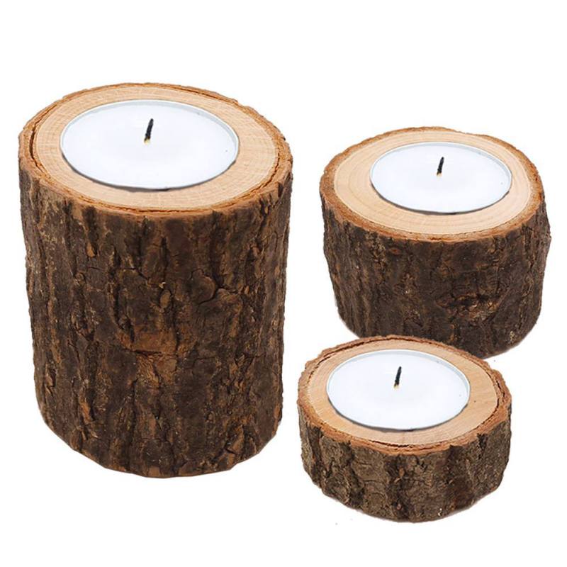 Wooden Pillar Tealight Candle Holder