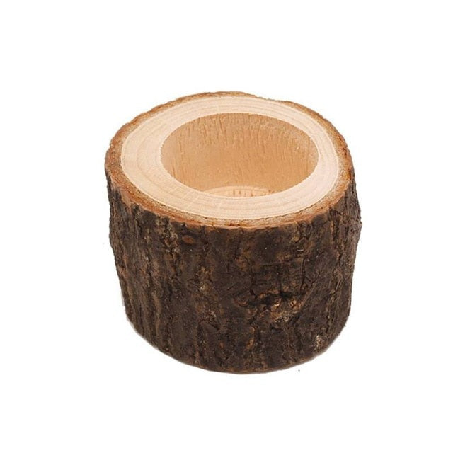 Wooden Pillar Tealight Candle Holder