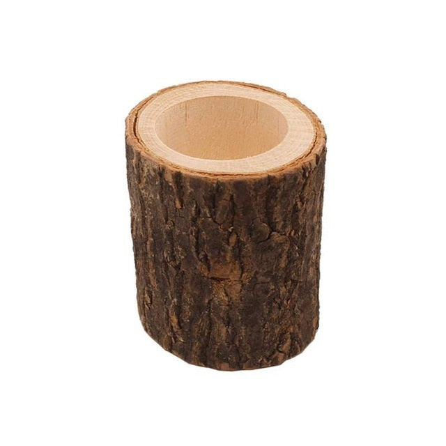 Wooden Pillar Tealight Candle Holder