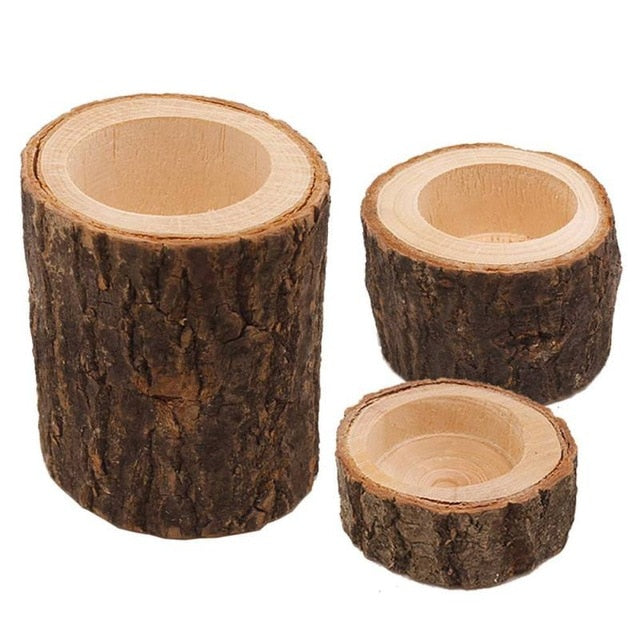 Wooden Pillar Tealight Candle Holder