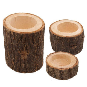 Wooden Pillar Tealight Candle Holder